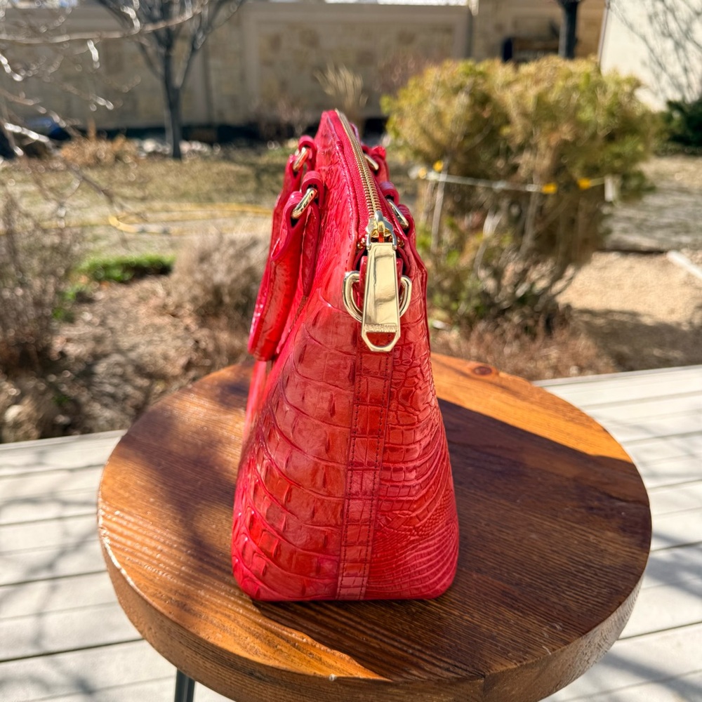 Brahmin Punchy Coral Melbourne Croc Duxbury Satchel - Picture 11 of 15